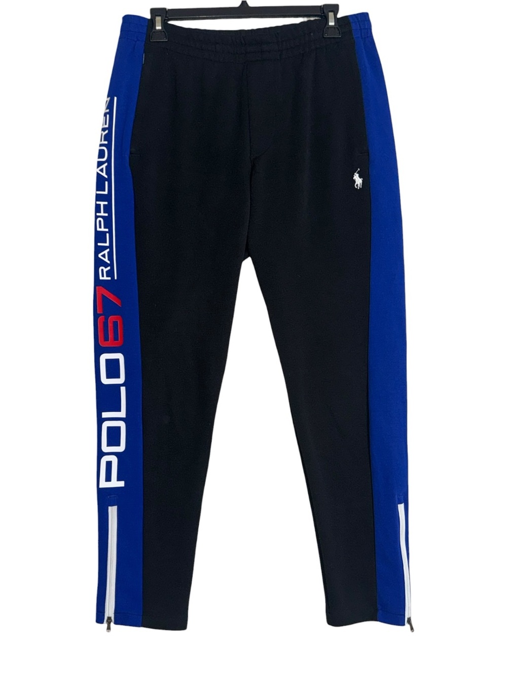 Polo Ralph Lauren Logo 67 Track Pants Black Blue Mens Size Small